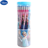 迪士尼铅笔50支装小学生男女孩hb桶装写字笔冰雪奇缘圆杆带橡皮头