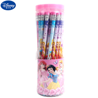 迪士尼铅笔50支装小学生男女孩hb桶装写字笔冰雪奇缘圆杆带橡皮头