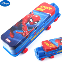 迪士尼汽车造型文具盒小学生铁笔盒男童三层儿童书架铅笔盒多功能