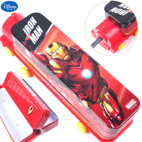 迪士尼汽车造型文具盒小学生铁笔盒男童三层儿童书架铅笔盒多功能