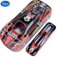 迪士尼米奇米妮男女童双层带小盒铁笔盒小学生汽车造型文具笔盒