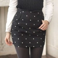 A24046莉家 秋装新品 气质款立体波点羊毛尼包裙