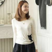 A23941莉家 秋装新品 手工亮片钉珠毛花边领兔绒针织上衣