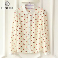 A24621莉家 秋装新品 小天鹅长袖撞色衬衫（四色可选）