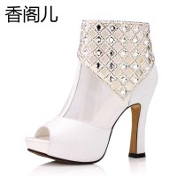 香阁儿 2014春季新款 时尚网靴水钻凉鞋奢华气质女鞋凉靴罗马鞋