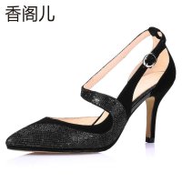 香阁儿 2014春季新款 创艺铆钉斜绑带高跟女鞋奢华气质单鞋女