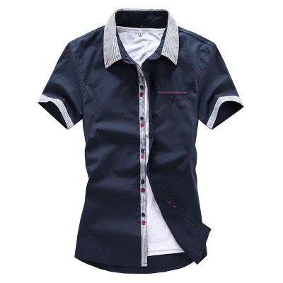 维杰斯 2014夏装新款男装 商务短袖衬衫 纯棉撞色短袖衬衣 短袖衬衫