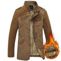 维杰斯 2014秋冬装新款男士加绒加厚中长款棉衣外套 男士修身百搭棉衣 男外套