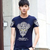 维杰斯 2015夏装新款 男士短袖T恤韩版潮纯棉T恤男短袖圆领打底衫修身青春流行时尚百搭 短 男T恤衫