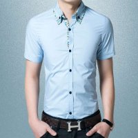 魏晋风度 2015夏装新品男装英伦纯棉修身商务休闲秋装衬衫衬衣 青少年短袖衬衫男衬衫