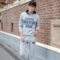 维杰斯 2015秋装新款 男士连帽卫衣套装 立领潮流 男 卫衣松紧裤休闲运动套装