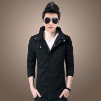 维杰斯 2015秋新款纯棉水洗男士夹克 潮 男装韩版修身连帽开衫外套 时尚休闲百搭夹克男外衣
