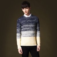 维杰斯 2015秋冬新款 男士日系韩风都市休闲7针麻花针织衫毛衣男潮 男圆领套头毛