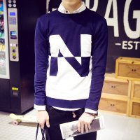 维杰斯 2015秋装新品男士毛衣 男青年日系韩风休闲12针提花针织 修身套头圆领毛衣 男士时尚休闲衫 简约毛线衣