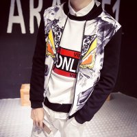 维杰斯 2015春秋新款男士修身立领日系韩风潮男针织时尚休闲卫衣夹克外套