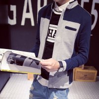 维杰斯 2015新款男装 日系韩版修身抗皱针织夹克 时尚百搭 潮 男外衣