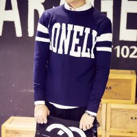 维杰斯 2015秋冬新款男装 日系韩风休闲12针双层提花针织 时尚修身百搭圆领套头针织衫