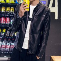 维杰斯 2015秋冬新款男装 日系韩版机车休闲皮衣 时尚修身百搭 男皮夹克外套 潮