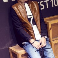 维杰斯 2015秋装新款 男士日系韩版休闲皮夹克 时尚修身百搭皮夹克外套 男潮