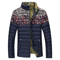 维杰斯 2015秋冬新款男装棉服外套 男士韩版立领修身休闲迷彩撞色立领短款外套 男