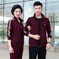 2022春秋季新款中老年运动套装棉三件套情侣运动服爸爸妈妈大码休闲套装团购