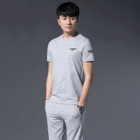 均妮男套装运动装 2022夏季新款上衣休闲时尚透气短袖T恤运动裤跑步训练透气宽松运动裤两件套