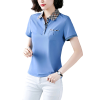 均妮翻领T恤女2022新款夏装短袖大码修身棉质短袖POLO衫