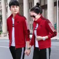 均妮 情侣装运动套装春秋新款运动套装女男士运动装休闲套装男运动服女时尚情侣运动衣女卫衣三件套