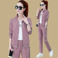 均妮 运动套装女春秋2021新款卫衣女三件套运动服女时尚休闲运动装女修身显瘦运动衣女套装潮