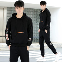 均妮 中青年运动套装男两件套春秋季棉质长袖卫衣连帽运动装男宽松休闲运动服男户外健身晨练跑步服