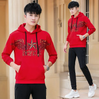 均妮 运动套装男春秋两件套运动服套装男士休闲套装运动装男运动服装男帅气青年连帽套头卫衣运动装