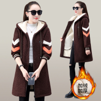 均妮秋冬运动休闲卫衣女羊羔绒加厚加绒时尚宽松显瘦泰迪绒中长款