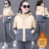 均妮轻奢品牌运动套装女秋冬季2021新款时尚马甲加绒加厚保暖休闲服卫衣三件套