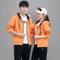 均妮春季情侣运动套装韩版连帽卫衣男士运动套装春秋大码休闲女运动服