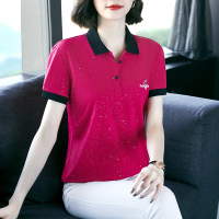 均妮高端品牌短袖t恤女夏季2022新款时尚洋气中年妈妈翻领运动T上衣polo体恤衫棉