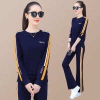 均妮运动服套装女春秋季2022新款洋气减龄修身显瘦V领休闲卫衣两件套