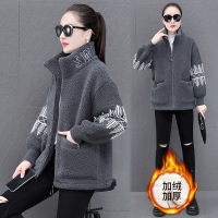均妮 颗粒羊羔毛外套女秋冬2022新款加绒加厚夹克韩版大衣冬装棉服卫衣