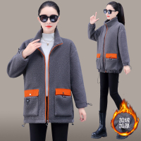 均妮羊羔毛外套女秋冬加绒厚卫衣时尚韩版风衣女款棉衣棉服冬装上衣