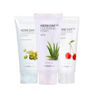 菲诗小铺(The Face Shop)草本泡沫洗面奶洁面膏男士女士 170ml芦荟+绿豆+樱桃