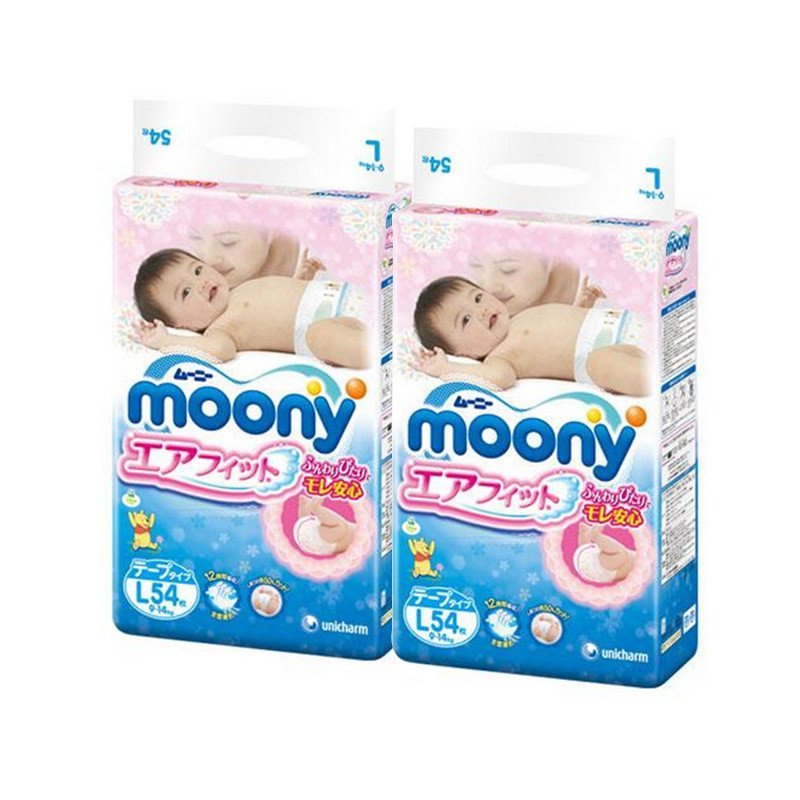 【中粮我买网】【2包装】MOONY 尤妮佳婴儿纸尿裤 L54 (9－14kg)