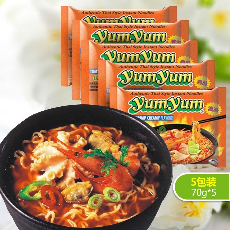 【中粮我买网】Yumyum养养牌冬荫功酸辣虾味汤面5连包装350g(泰国进口 袋 )图片