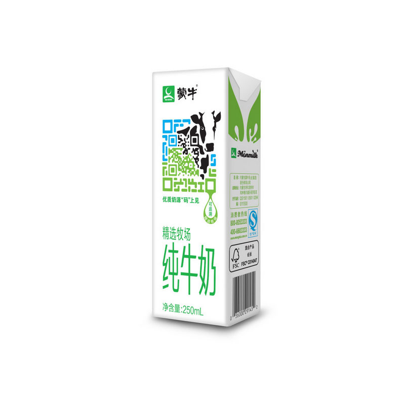 [中粮我买网]蒙牛精选牧场纯牛奶苗条装250ml×12/箱