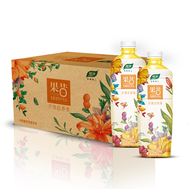 悦活果昔 芒果百香果乳酸菌果汁饮品500ml*15 预计最早8月份到期