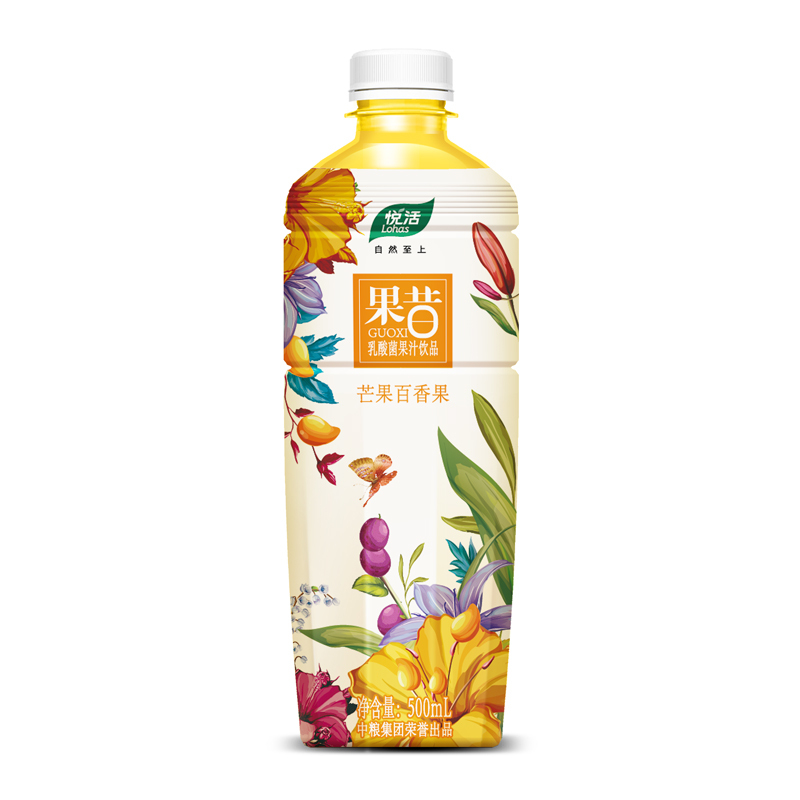 悦活果昔 芒果百香果乳酸菌果汁饮品500ml*15 预计最早8月份到期
