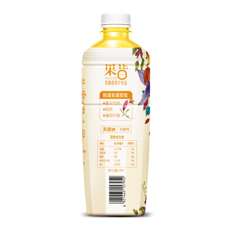 悦活果昔 芒果百香果乳酸菌果汁饮品500ml*15 预计最早8月份到期