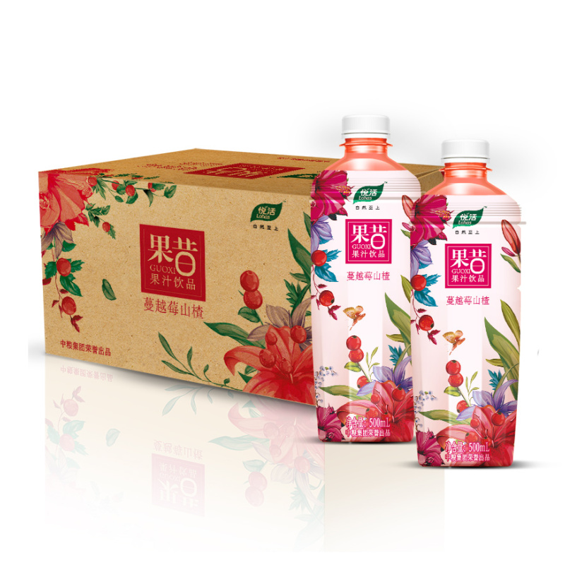 悦活果昔 蔓越莓山楂果汁饮品500ml*15 预计2019年8月31到期