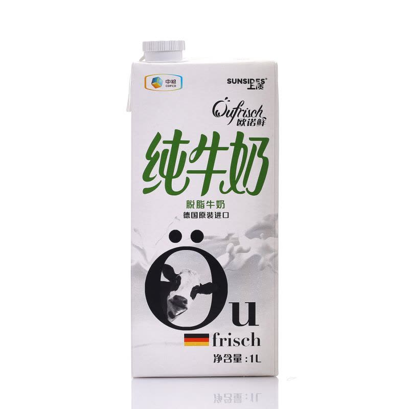 [中粮我买网]上质 Öufrisch欧诺鲜脱脂牛奶1L(德国原装进口)图片