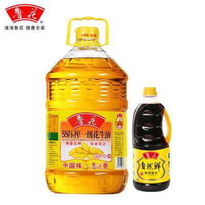 [中粮我买网]鲁花5S压榨一级花生油5L 赠送1.28L酱油