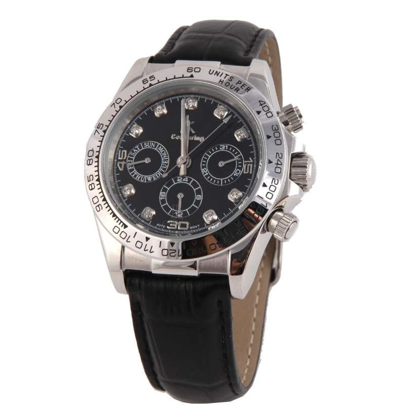 ik阿帕琦colouring 尊贵商务镶钻三眼全自动机械表魅力男士皮带30米