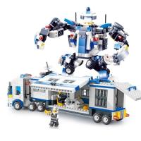 杰星 乐高式拼插积木 警察系列 移动警署变型积木 20016